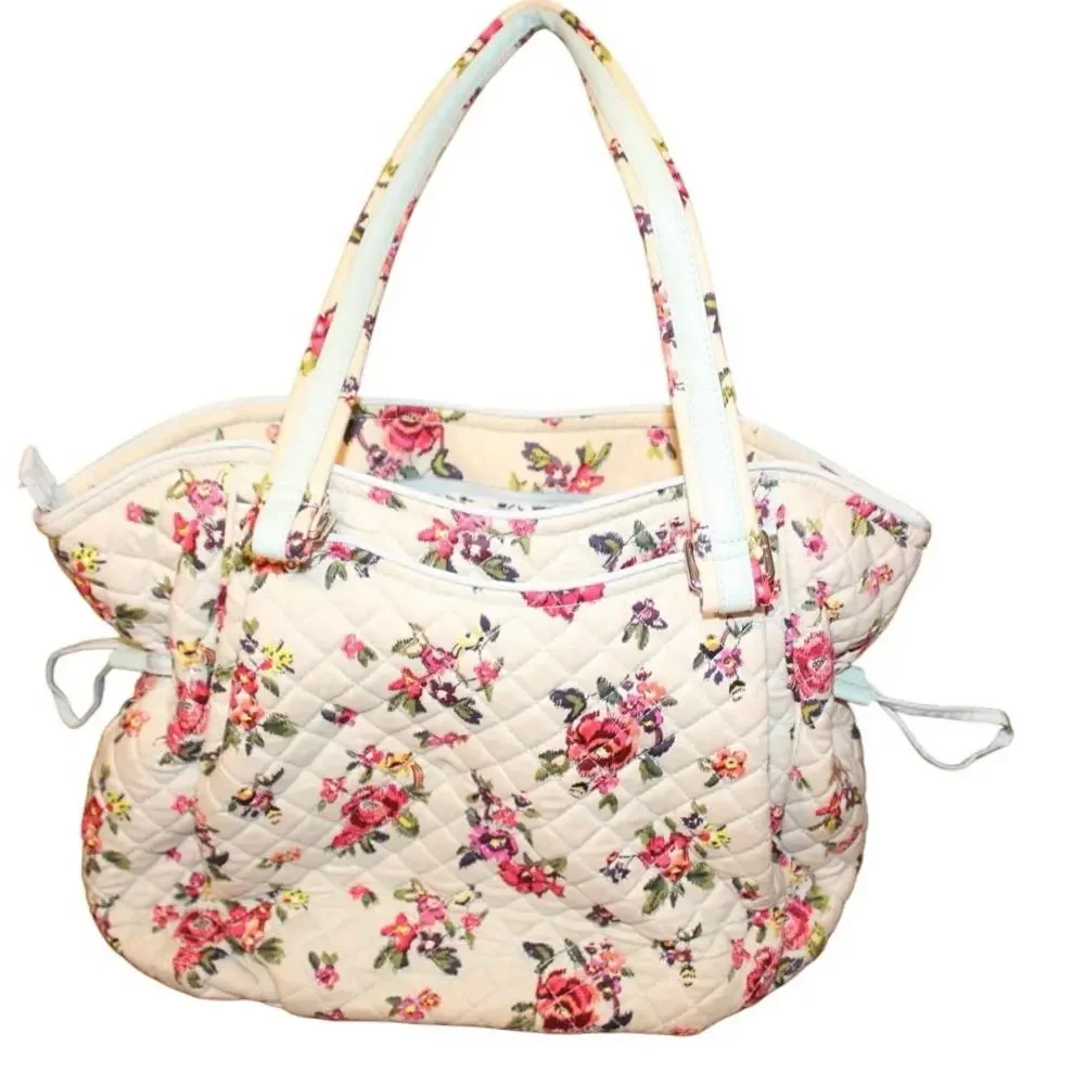 Vera Bradley Quilted Floral Tote with Light Blue Accents – Classic Floral Print - Picture 2 of 10